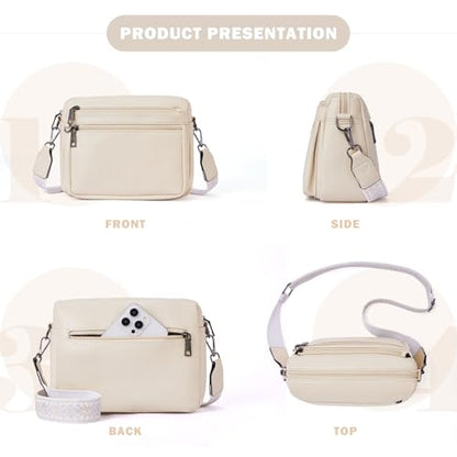 ATERITSSI Crossbody Purses for Women Trendy,Vegan Leather Crossbody Bags,Cell Phone Camera Shoulder Handbags with Card Slots - color: Apricot