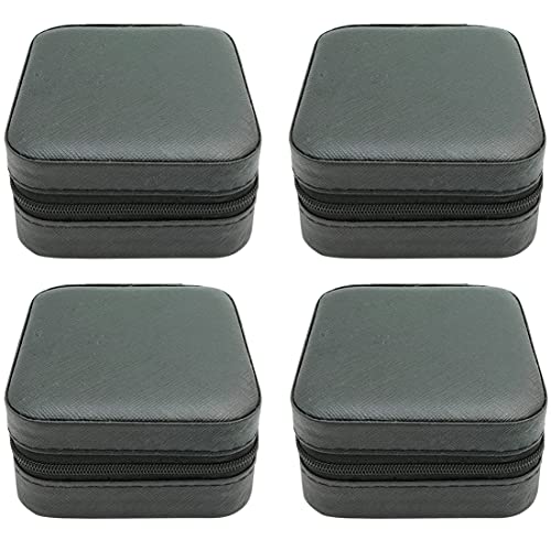 TRODANCE Mini Jewelry Case, Small Travel Jewelry Organizer, Portable Jewelry Box Storage Display Box For Rings, Earrings, Necklaces (Black-4pcs) - color: 4 packs - Black