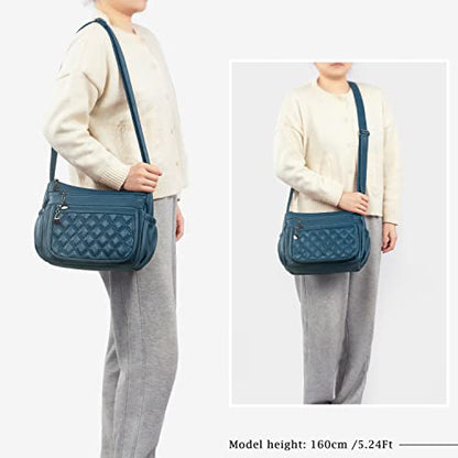 Crossbody Purse for Women Ladies Soft PU Leather Shoulder Bag Medium Roomy Handbag Fashion Tote Top Handle Satchel - color: 8963-lake Blue
