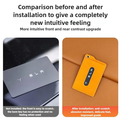 Key Card Holder for Tesla Compatible with Model Y/3/S/X/Cybertruck, Scratch-Resistant Leather Protective Cover, Slim Wallet Card Case, Anti-Slip Grippy Exterior, Black - color: Black