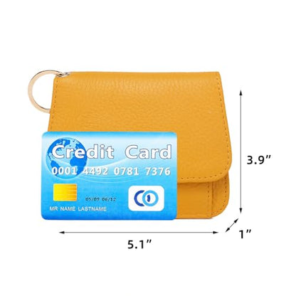 Mudono Small Wallet for Women RFID Blocking Genuine Leather Card Case Slim Tri-Fold Wallet with Zipper Pocket and Keychain - color: Light Purple