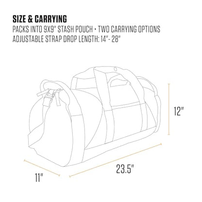 Carhartt Classic Round Duffel with Utility Pouch, Heavy-Duty, Water-Resistant Packable Gear Bag for Jobsite, Gym, and Travel - color: Black, style: 40l