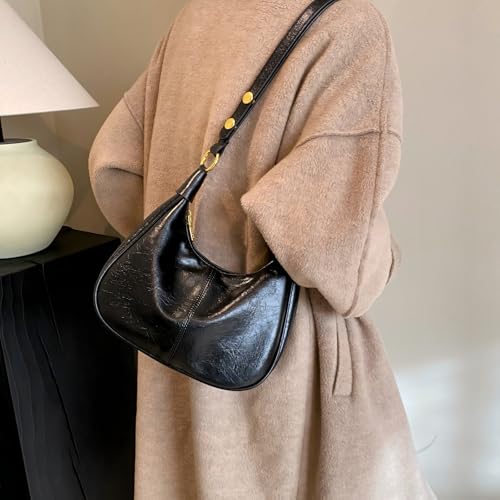 Small Hobo Bags Crescent Shaped Shoulder Bags for Women Mini Cherry Purse Fall Soft Crossbody Handbag 2025 - color: Wy26-28black