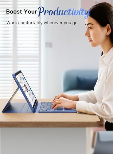 CHESONA Compatible for iPad 11th(A16)/10th Generation Case with Keyboard | Detachable Folio Keyboard Case with Multi-Touch Trackpad, 7-Color Backlight, Pencil Holder & Dual Bluetooth, Blue - color: Blue