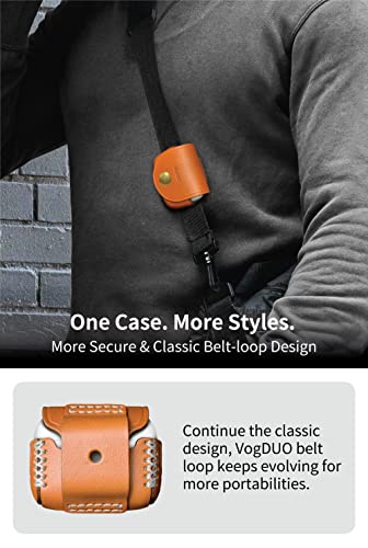 Genuine Leather AirPods Pro 3 Cover - Handcrafted Protective Case Anti-Lost Belt Loop Lanyard Ports with Cover Clip Holder, Compatible with Apple AirPods Pro 3 (Tan) - color: Tan