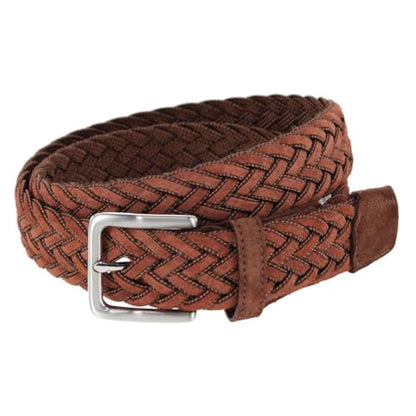 Trafalgar Men's Apollo Italian Braided Suede Versatile Belt - color: Light Brown, size: 36