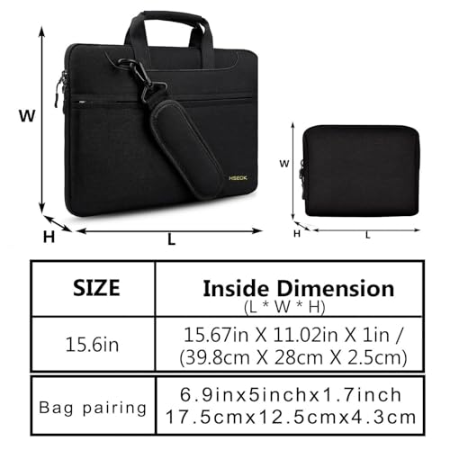 Hseok Laptop Shoulder Bag 15-15.6 inch Shockproof Water-Resistant HandBag with Small Case Compatible with MacBook Pro Neo 16" M5 M4 M3 M2 M1, Mac Pro Air 15", XPS 15/16, Most 15" 15.6" 16",Black - color: Black, size: 15"-15.6"