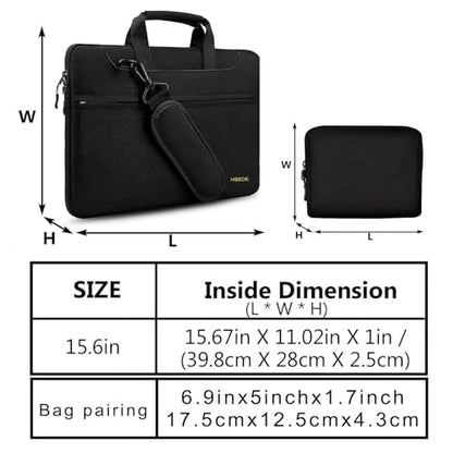 Hseok Laptop Shoulder Bag 15-15.6 inch Shockproof Water-Resistant HandBag with Small Case Compatible with MacBook Pro Neo 16" M5 M4 M3 M2 M1, Mac Pro Air 15", XPS 15/16, Most 15" 15.6" 16",Black - color: Black, size: 15"-15.6"
