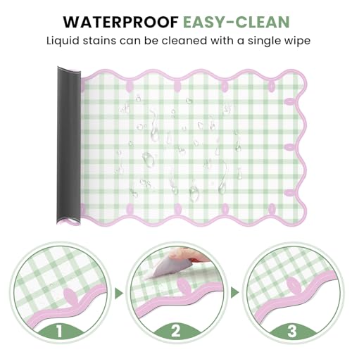 Leather Desk Pad, Desk Mat Mouse Pad, Non-Slip Mousepad Waterproof PU Table Cover Blotter for Computer Laptop Extra Large Keyboard Mat for Women Girl Office Home Dorm, Soft Pink + Green Checkered - color: Soft Pink + Green Checkered