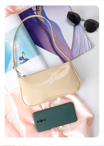 Patent Leather Evening Purse Shiny Elegant Clutch Purse Mini Shoulder Bag - color: Pink