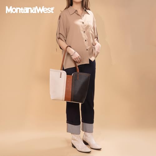 Montana West Tote Bag for Women Top Handle Satchel Purse - color: Three Chocolate V2