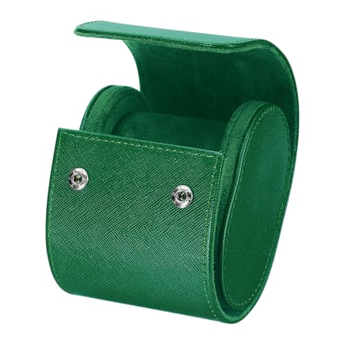 HARFINGTON Watch Roll Travel Case Single Slot Portable Leather Watch Case for Men and Women, Watches Storage Organizer with Removable Pillow for Traveling, Display, Cross-grain Textured Green - color: Green, size: Single Slot