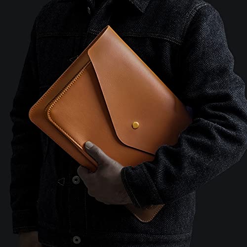 Leather Laptop Sleeve Compatible with New 15 inch MacBook Air 15 2023-2024, Surface Laptop 15, Surface Book 13.5 Color Brown - color: Brown, size: 15.3 Inch