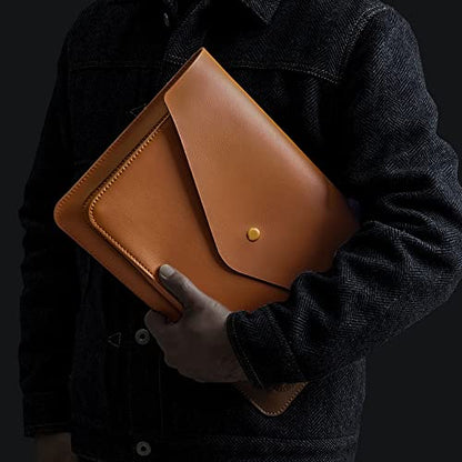 Leather Laptop Sleeve Compatible with New 15 inch MacBook Air 15 2023-2024, Surface Laptop 15, Surface Book 13.5 Color Brown - color: Brown, size: 15.3 Inch