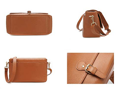 Meliae Camera Bag for Women, DSLR Mirrorless Camera Purse, Leather Shoulder Crossbody Messenger Travel Bag for Photographers (Brown) - color: Brown