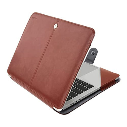 MOSISO PU Leather Sleeve Compatible with MacBook Pro 14 inch, Brown | 2026-2021 M5-M1 A3426 A3427 A3434 A3112 A3185 A3401 A2918 A2992 A2779 A2442, Folio Protective Stand Cover Sleeve Case - color: Brown