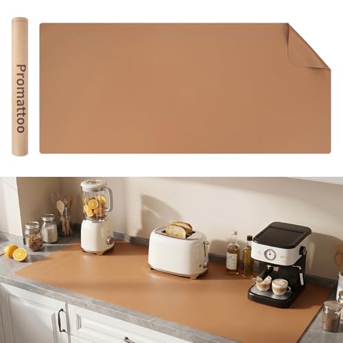 1.6mm Thick Leather 15x72 Inch Non-Slip Mat, Waterproof Countertop Protector, Extended Dresser Topper/Kitchen Counter Mat, Caramel Brown - color: Caramel Brown, size: 15" x 72"