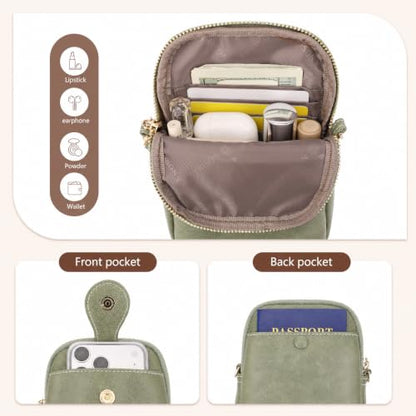 APHISON Small Crossbody Bags for Women, Lightweight Vegan Leather Cell Phone Purse, Cute Purses with Tassels - color: 01-163light-green