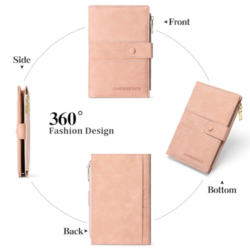 RFID Blocking Leather Passport Wallet Cover Case with Pen and Card Slots Travel Wallet for Women/Men Travel Must Haves Accessories - color: D-Light Pink