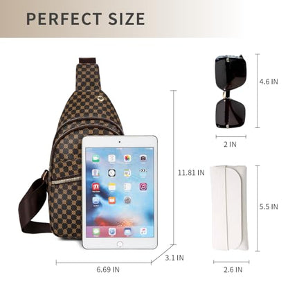 Sling Bag Set, PU Leather Sling Bag, Multi-Zipper Design for Travel, Outdoors, Valentine’s Day Gifts - color: 04-brown