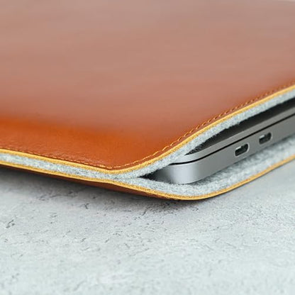Casemade Real Leather Laptop Sleeve for MacBook Pro & Air Fits 13, 14, 15 & 16 Inch - Genuine Full Grain Leather with Soft Wool Lining (16 inch - Pro M1/M2/M3/M4/M5) - color: Tan, size: 16" Pro M1-M5