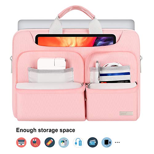 Lacdo 360° Protective Laptop Shoulder Bag, 16 inch Computer Bag for 16 inch MacBook Pro M5 Pro/Max A3428 A3429 (2026), M4/M3/M2/M1 Pro Max A3403 A3186 A2991 A2780 A2485 2024-2019 Messenger Bag, Pink - color: Pink, size: 16 Inch New MacBook Pro