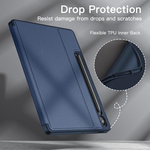 JETech Folio Case for Samsung Galaxy Tab S10 FE Plus 13.1", Navy | Multi-Angle Stand Cover, S Pen Holder, Slim Protective Cover, Auto Wake/Sleep - color: Navy