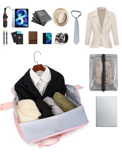 Garment Duffle Bag for Travel, 2-in-1 Garment Bags Carry On Hanging Suit Bag, Foldable PU Leather No Wrinkle Dress Bag for Women & Men, Weekender Overnight Business Trip Black - color: Black