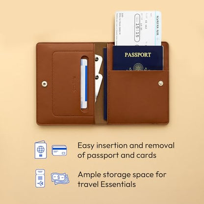 carrotez Premium RFID Blocking Leather Passport Holder & Wallet – Brown - color: Brown