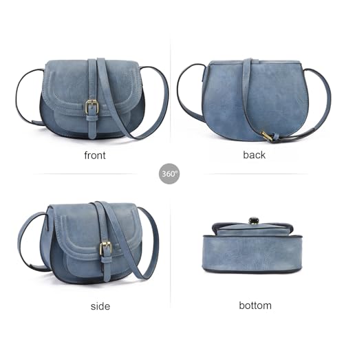 AFKOMST Crossbody Bags for Women,Small Saddle Purse and Boho Cross Body Handbags,Vegan Leather - color: Blue