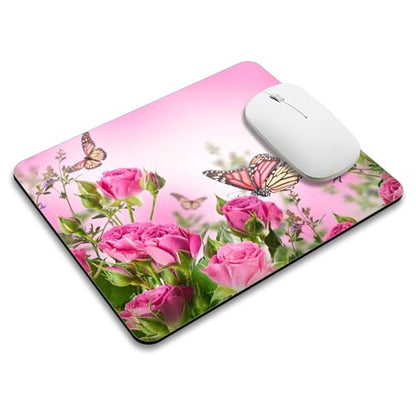 Beautiful Flowers Plants Mouse Pad Rubber Base Mouse Mat Non-Slip Mousepad for Office Desk Laptop Computer Mouse Pads - color: 07-Butterfly
