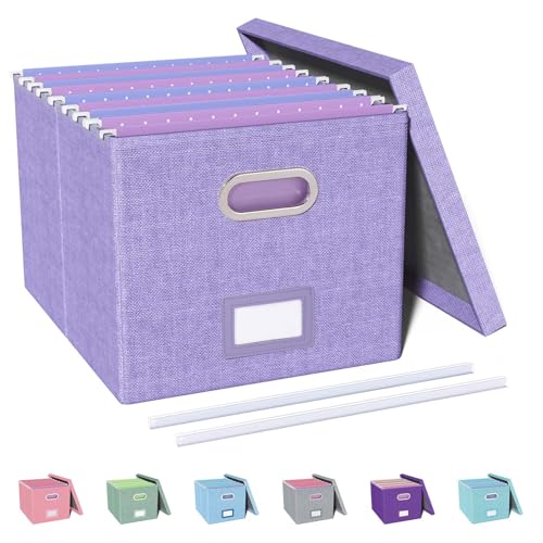 File Organizer, File Box, File Cabinet for Letter File Folder Storage, Hanging File Organizer for Office/Decor/Home,Document Organizer, 1 Pack, Lavender-Box Only - color: Lavender, size: 1 pack