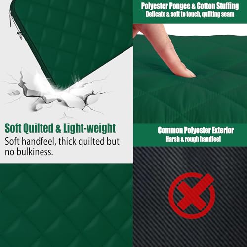 Puffy Quilted Laptop Sleeve with a Removable Shoulder Strap Compatible with MacBook Air 15 inch M2 A2941 2023/Pro 15 A1990 A1707, 15 Surface Laptop 5/4/3,Dell XPS 15,HP Stream 14 inch - color: Sleeve - Blackish Green, size: 15 inch