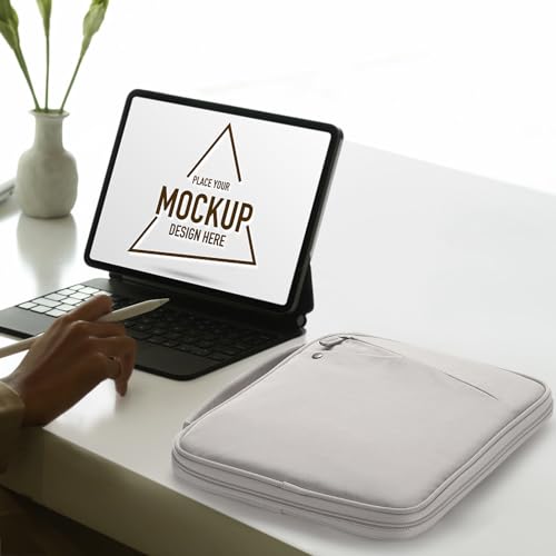 MoKo 9-11 Inch Tablet Sleeve Carry Case Padded Protective Bag with Handle | Fits New 11-inch iPad Air 4 2026/Pro M5/ A16, iPad 10th/Air 5/4th 10.9, i-Pad 9/8th 10.2,Tab S9/S8 11, Gray & White - color: Gray + White, size: 9-11 Inch