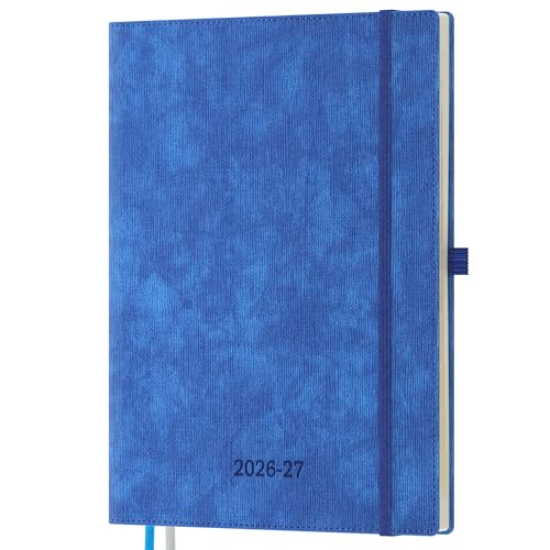 2026-2027 Weekly and Monthly Planner (Jul.2026–Dec.2027) | 8.5"x11.5", Vertical Layout, 18 Months Agenda with Month Tabs & Pocket, Academic Calendar with Vegan Leather Cover,Blue - color: Blue, size: Large-11.5" x 8.5"