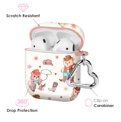 Velvet Caviar Compatible with AirPods Case 2nd and 1st Generation - Cute Protective Hard Cover for Women - Cowboy Teddy Bear - color: Cowboy Teddy