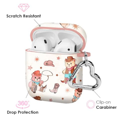Velvet Caviar Compatible with AirPods Case 2nd and 1st Generation - Cute Protective Hard Cover for Women - Cowboy Teddy Bear - color: Cowboy Teddy