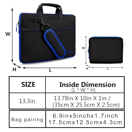 Hseok Laptop Shoulder Bag 13-14 inch Shockproof Water-Resistant HandBag with Small Case Compatible with MacBook Pro/Neo 14" M5/M4/M3/M2/M1, Mac Air/Pro 13.3", XPS 13/14, Most 13"-14" PC,Black-blue - color: Black-blue, size: 13"-14"