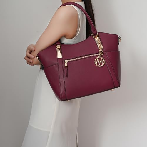 MKF Collection Tote Bag for Women Vegan Leather Shoulder Bag – Top-Handle Purse, Ladies Handbag by Mia K - color: Janise Grey