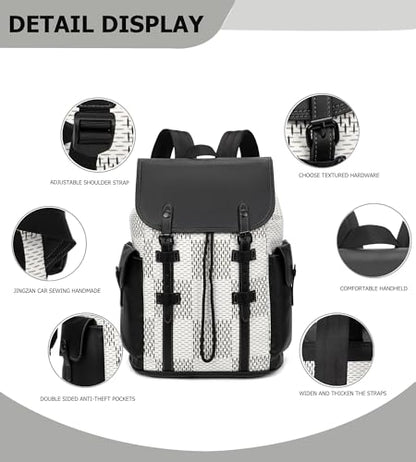 Luxury Anti Theft Laptop Backpack for Men, Waterproof Travel Bag | Laptop-ready business layout, anti-theft design and waterproof claim support office commute, travel and campus use - color: B-white