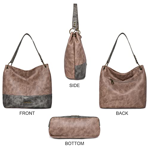 Purses for Women Hobo Bags Slouchy Shoulder Bag Tote Handbags - color: A-khaki