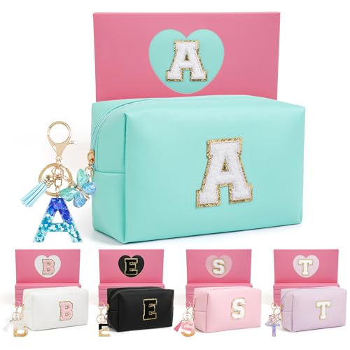AIBFRID Birthday Gifts for Women Her,Travel Cute Makeup Bag,Large Capacity Cosmetic Bags for Women Makeup Pouch PU Leather Waterproof Cosmetic Bag (A, Blue) - color: Blue, style: A
