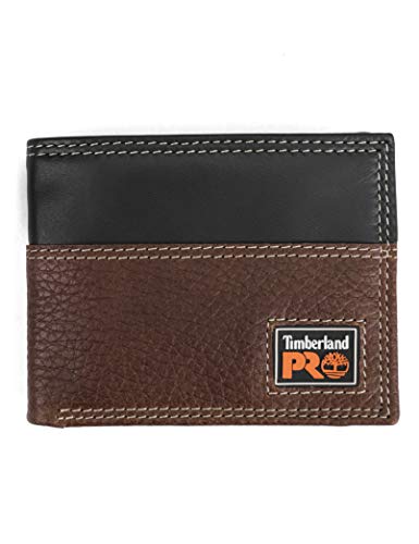 Timberland PRO Men's Slim Leather RFID Bifold Wallet with Back Id Window - color: Teak, size: One Size