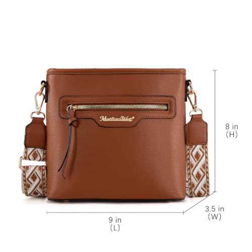 Montana West 2Pcs Tote Bag and Crossbody Set for Women Large Shoulder Handbag with Guitar Strap - color: Brown