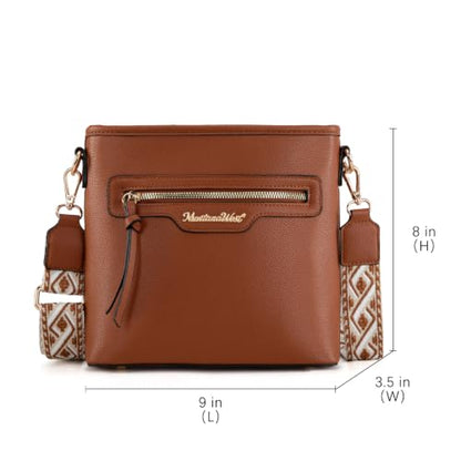 Montana West 2Pcs Tote Bag and Crossbody Set for Women Large Shoulder Handbag with Guitar Strap - color: Brown