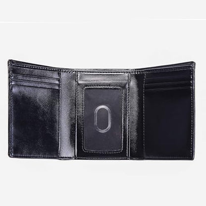 Black Vegan Trifold Wallets for Men - RFID Protection - Vegan Leather Wallets - Luxury Men's Wallet with Folded Edges Design - PETA Approved Black Vegan Slim Wallet - color: Black