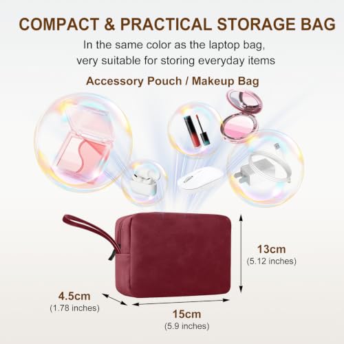 15-16 Inch Laptop Sleeve Case with Stand for MacBook Air 15 - Red | Leather Bag with Small Case Compatible with MacBook Pro 16/15 M5 M4 M3 M2 M1 Pro/Max, 15" Surface Laptop/HP Dell ASUS - color: Red, size: 15-16 Inch