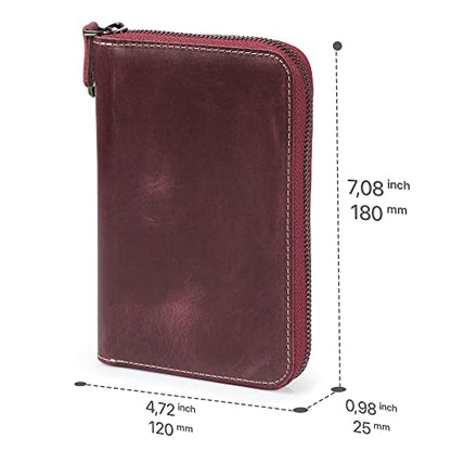 Londo Genuine Leather Padfolio – Portfolio Folder with Pencil Holder, Notepad & Zipper Closure for Business, Office & Travel - color: Damson