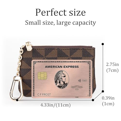 Veki Coin Purse Change Mini Purse Wallet with Zipper, Brown - color: Brown