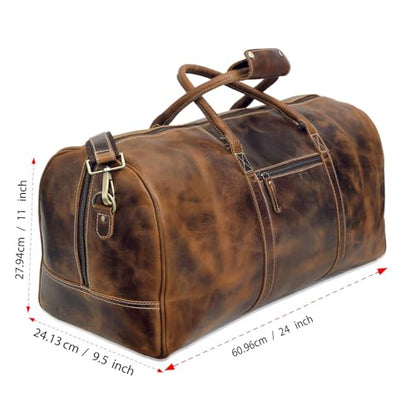 Leather Travel Duffel Bags for Men and Women Full Grain Leather Overnight Weekend Leather Bags Sports Gym Duffle